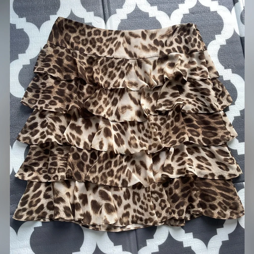 NWT Talbots Leopard Print Tiered Skirt